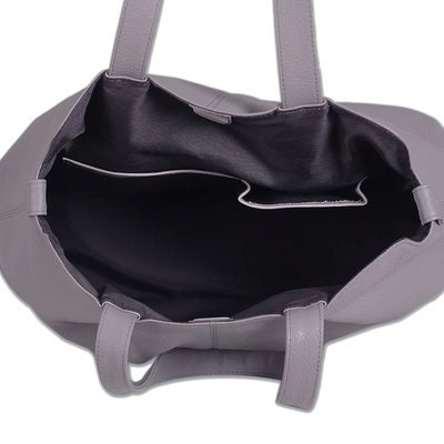 Gray High Quality Genuine Leather Tote Bag