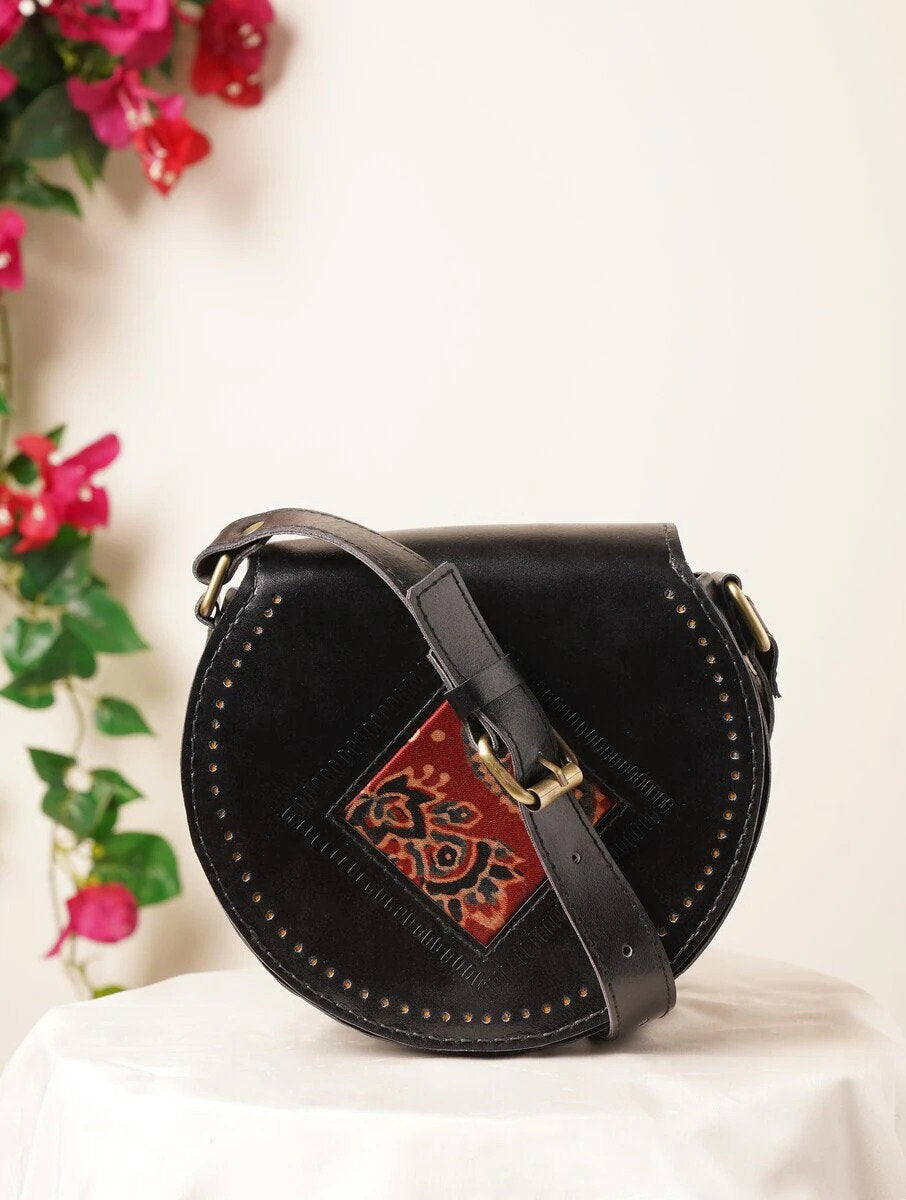 Black High Quality Genuine Leather Sling Crossbody Bag