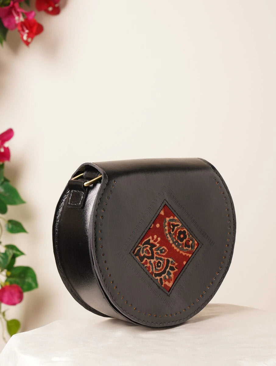 Black High Quality Genuine Leather Sling Crossbody Bag